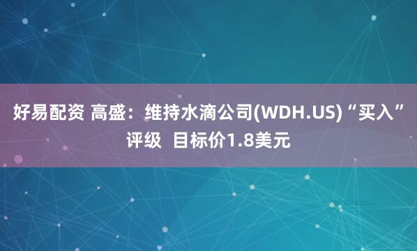 好易配资 高盛：维持水滴公司(WDH.US)“买入”评级  目标价1.8美元