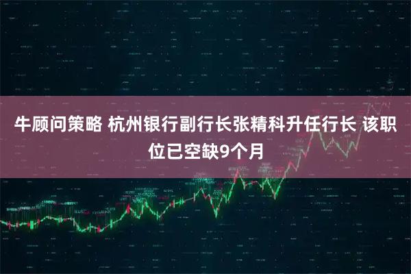 牛顾问策略 杭州银行副行长张精科升任行长 该职位已空缺9个月
